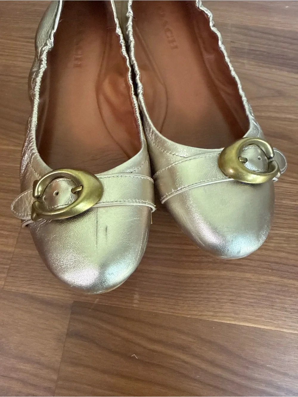Coach Stanton Metallic Gold Ballet Flats, size 10